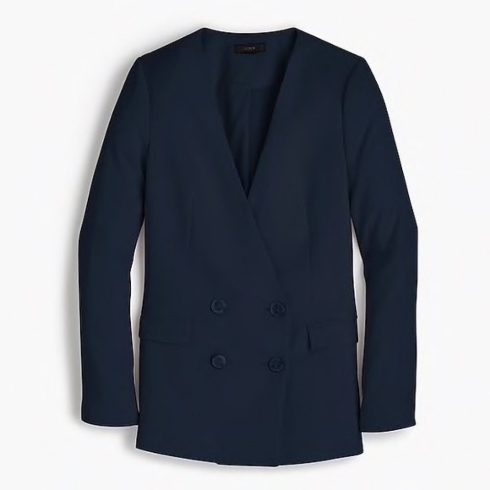 J. Crew Double Breasted Crepe Blazer, Size 6 Tall